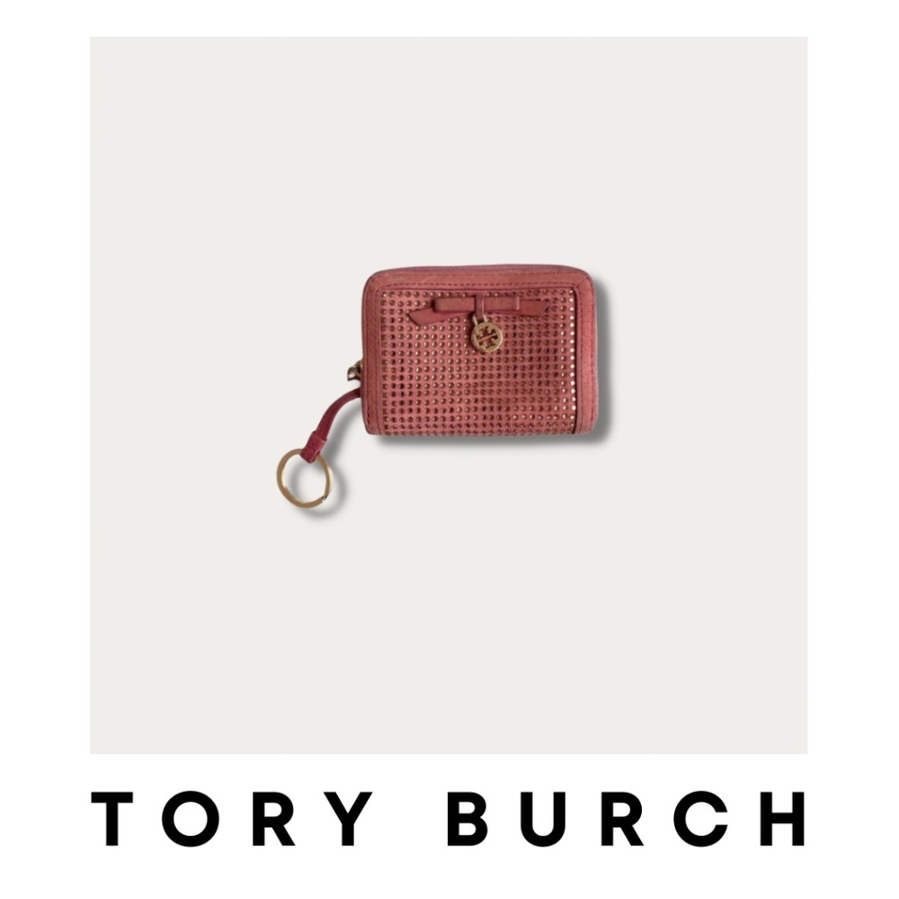 Tory Burch Suede Studded Wallet and Keychain